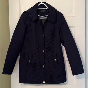 Jones New York Women's Navy Quilted Coat
